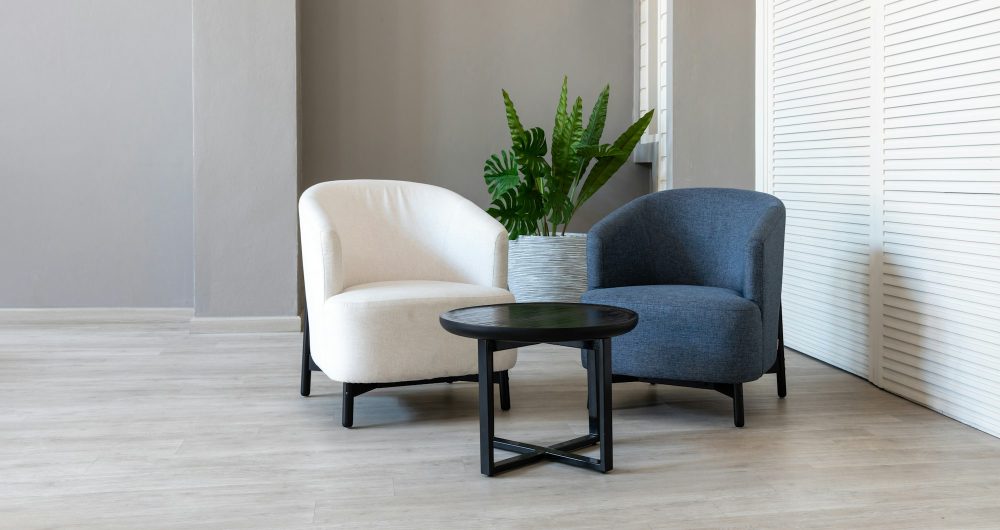 Living room with Armchair. Sofa and chair decoration in living room interior.